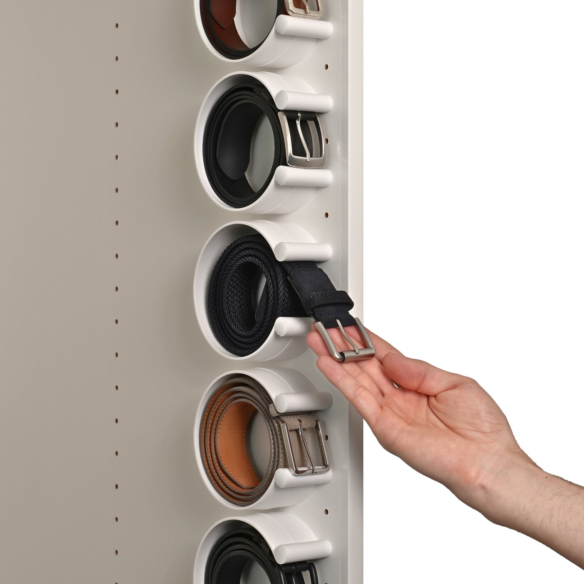 schrank aufbewahrung organizer ease-c® Gürtel-Organizer zur Gürtel Aufbewahrung im Kleiderschrank Farbe: Weiß
