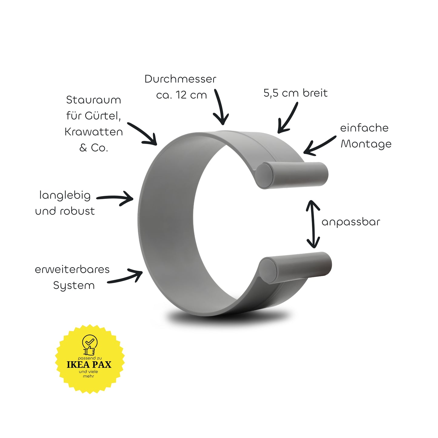 Praktischer Gürtelhalter ease-c – platzsparendes Ordnungssystem für Accessoires